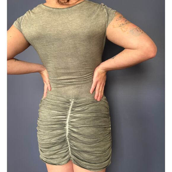 Angels Never Die Olive Green Ruched Bodycon Mini Dress - Picture 8 of 8